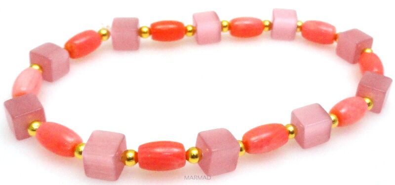 Bransoleta - koral oliwki i uleksyt kostki - 19cm