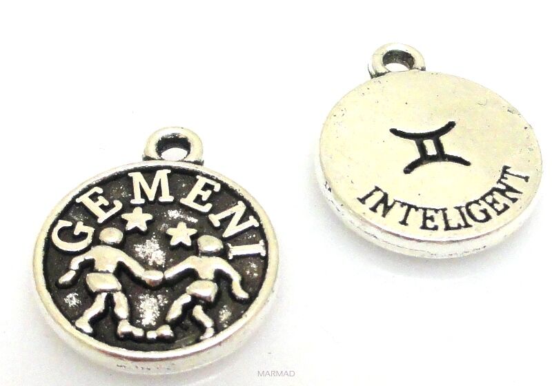 Zawieszka - znak zodiaku Bliźnięta - moneta 14x12mm