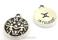Zawieszka - znak zodiaku Bliźnięta - moneta 14x12mm