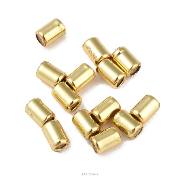 Stopery -kolumnowe, pokryte prawdziwym złotem 18K, 6 x 4 mm, otwór: 0,5 mm
