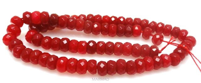 Jadeit fasetowany - oponka 8x5mm - czerwony