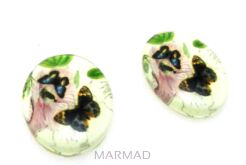Kaboszon szklany - owal 18x13mm - motyl
