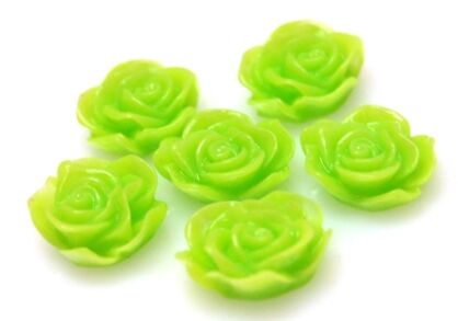 Kaboszon - różyczka 13x11mm - seledynowa