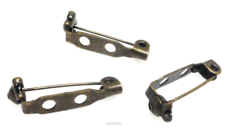 Baza do broszki - agrafka 22mm - antyczny brąz