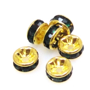 Przekładki z cyrkoniami emerald - krążki 6mm