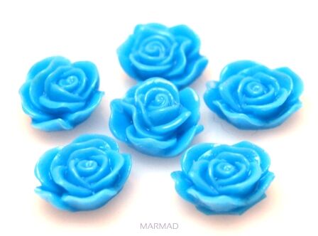 Kaboszon - różyczka 13x11mm - błękitna
