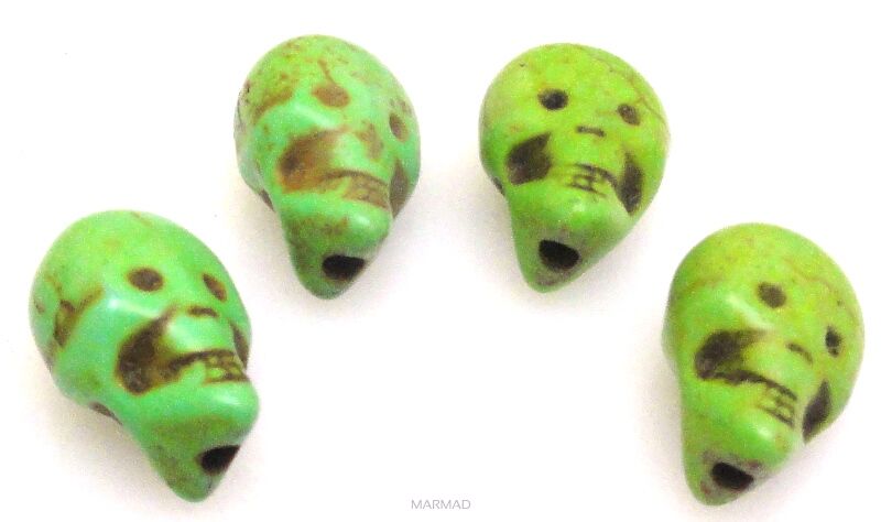Howlit zielony - czaszka 13x9x7mm