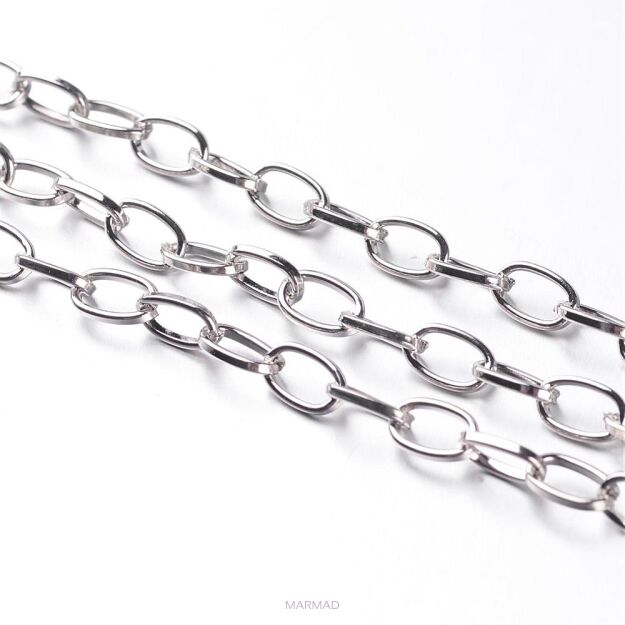 Łańcuszek ogniwka 7x4mm - 1 metr - kolor srebrny
