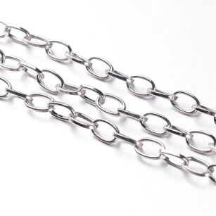 Łańcuszek ogniwka 7x4mm - 1 metr - kolor srebrny