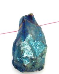 Kwarc pokryty tytanem niebieski - na wisior - 37x16x17mm