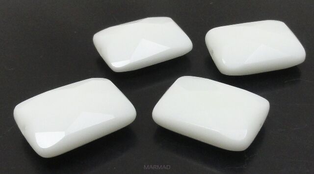 Agat biały fasetowany - prostokąt 20x15mm