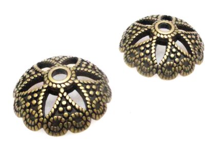 Czapeczki bali na korale - kopuła 20mm - antyczny brąz