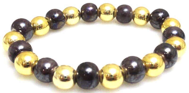 Bransoleta - hematyt złoty i ceramika - 18cm