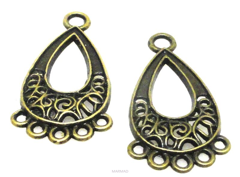 FILIGRAN Baza na wisior, kolczyki 28x15mm - antyczny brąz