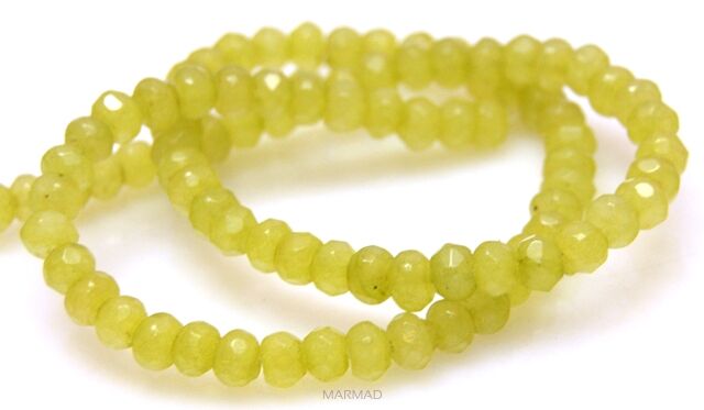 Jadeit fasetowany - oponka 6x4mm - oliwkowy