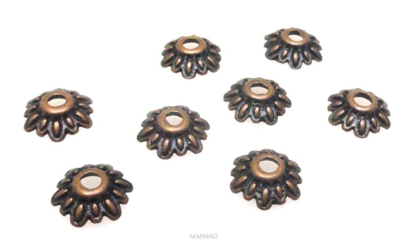 Czapeczki bali na korale - 7mm - red copper