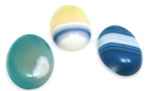 Kaboszony - agat niebieski 25x18mm - zestaw 3 sztuki