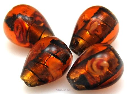 Szkło weneckie - kropla 18x14mm - brązowe