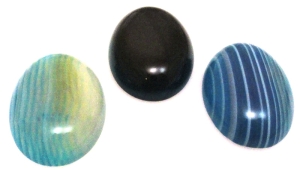 Kaboszony - agat niebieski 25x18mm - zestaw 3 sztuki