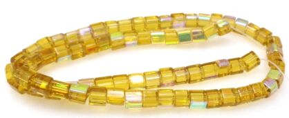 Kostki szklane platerowane 4x4mm - żółte