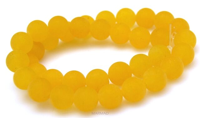 Jadeit matowy - kula 10mm - żółty słoneczny