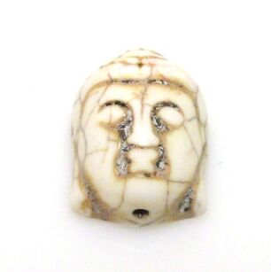 Howlit głowa Buddy 30x20mm - na wisior - kremowy