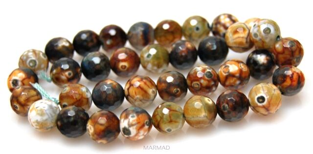 Agat fasetowany - kula 10mm - brązowy cieniowany