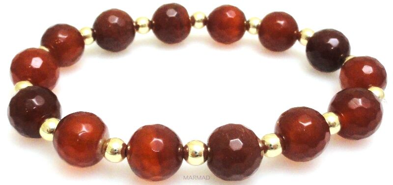 Bransoleta - jadeit fasetowany i hematyt złoty - 19cm