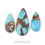 Jaspis cesarski z żywicą - na zawieszkę, wisior kropla 49x20x6mm- turkusowo brązowo złoty - 2