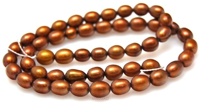 Perła rzeczna brązowa - fasolka 7x4mm