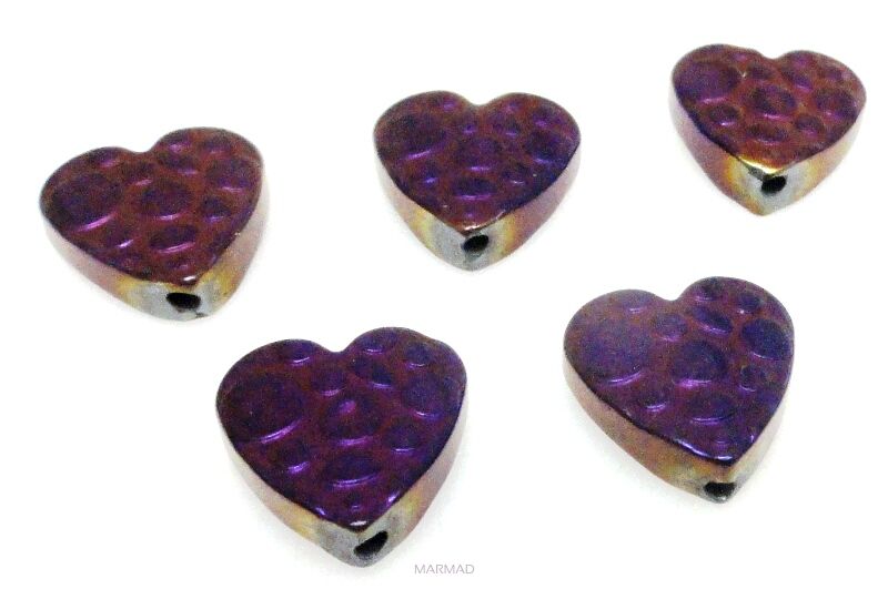 Hematyt fioletowy - ozdobne serce 10x10mm
