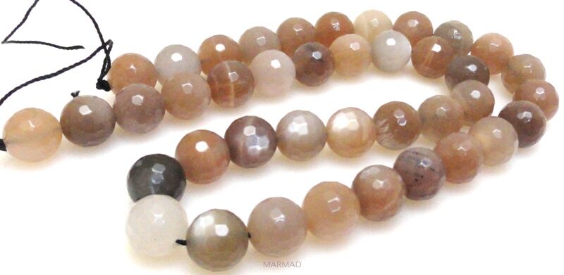 Kamień księżycowy fasetowany grey - kula 10mm