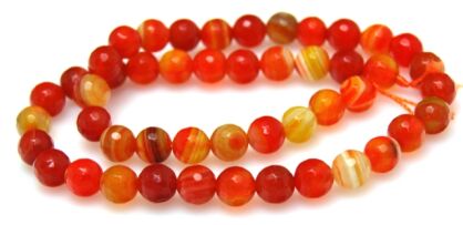 Agat fasetowany - kula 8mm - pomarańczowo miodowy