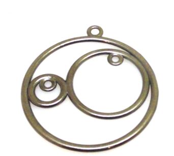 Łącznik, konektor, Baza filigranowa na wisior, kolczyki 38x34mm - kolor hematytu