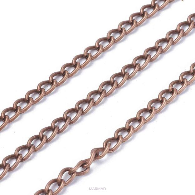 Łańcuszek twist ogniwka 6x4mm - 1 metr - red copper