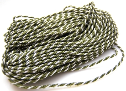 Sznurek ozdobny pleciony 3mm - khaki srebrny - 1 metr