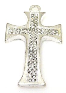 Zawieszka - krzyż z cyrkoniami crystal 50x30mm