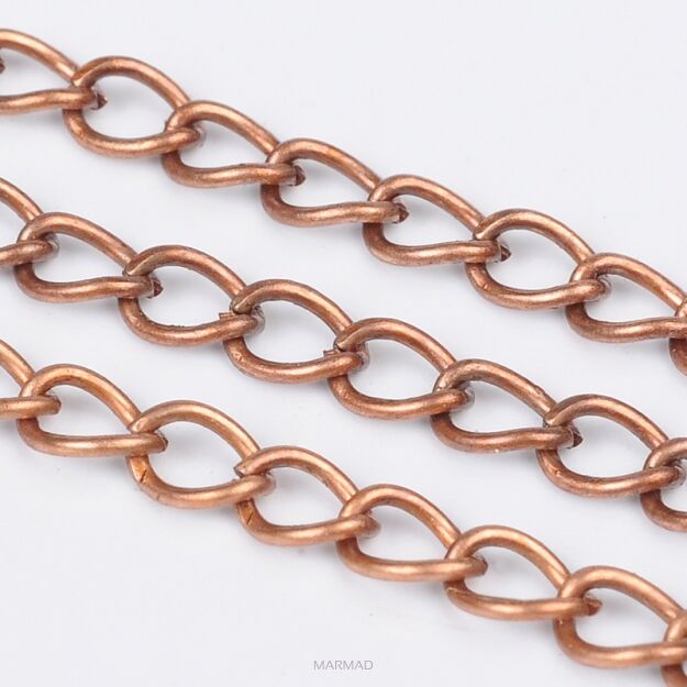 Łańcuszek twist ogniwka 5x3,5mm - 1 metr - red copper