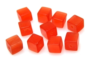Uleksyt - kostka 6x6mm - czerwono pomarańczowy