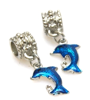 Charms -  delfin - niebieski