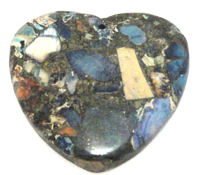 Jaspis cesarski z żywicą - na wisior serce 38x39mm