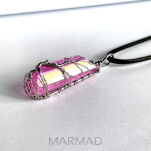 Zawieszka - kwarc Anielski tęczowy różowy- drzewo życia 56x14-16mm - 3