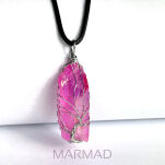 Zawieszka - kwarc Anielski tęczowy różowy- drzewo życia 56x14-16mm - 5