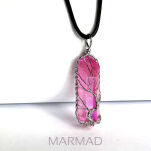 Zawieszka - kwarc Anielski tęczowy różowy- drzewo życia 56x14-16mm - 7