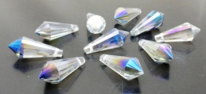 Kryształki fasetowane crystal AB - łza ok. 20-18x8mm - II gatunek