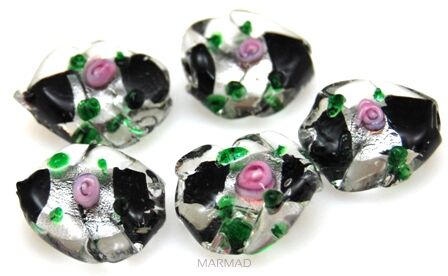 Szkło weneckie - owal 18x16mm - czarne