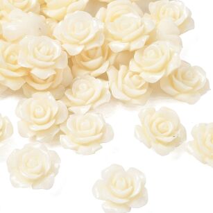 Koral z żywicą - różyczka biała 15mm