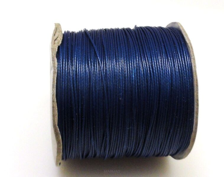 Sznurek jubilerski woskowany lakierowany - o średnicy 0,8mm - ciemno niebieski - topliwy