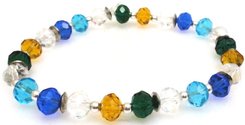 Bransoleta - kryształki fasetowane i hematyt srebrny - 20cm