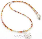 Naszyjnik naturalne cyrkonie fasetowane kule 2mm i kwiatek - srebro 925